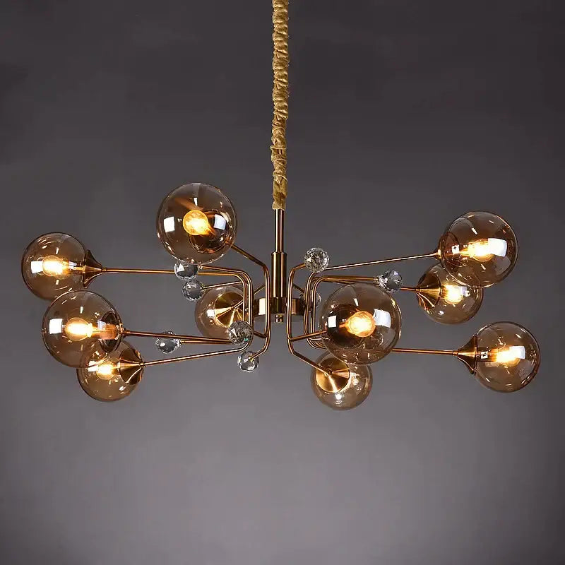 Decorbites glass bubble chandelier gold and crystal living room light