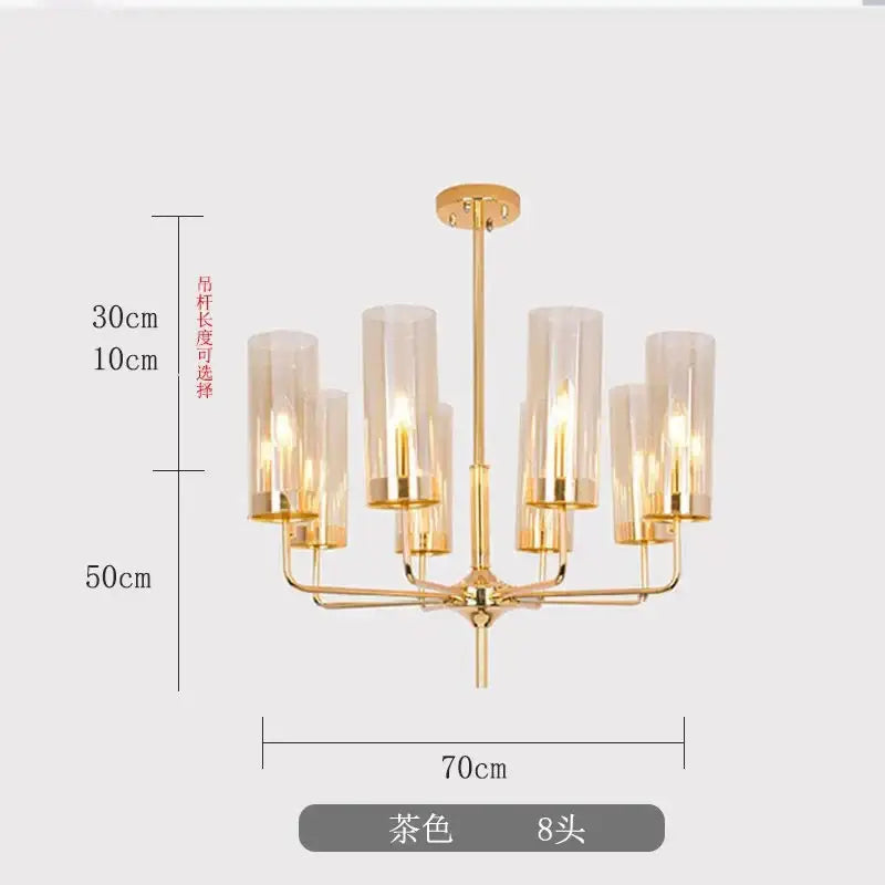 Decorbites glass chandelier blue and gold luxury dining room light
