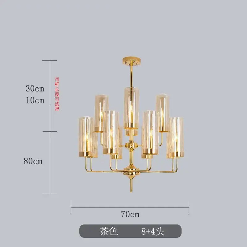 Decorbites glass chandelier blue and gold luxury dining room light