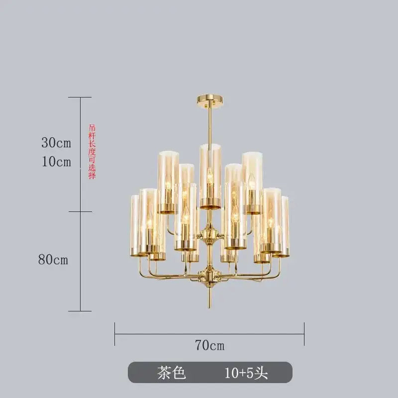 Decorbites glass chandelier blue and gold luxury dining room light