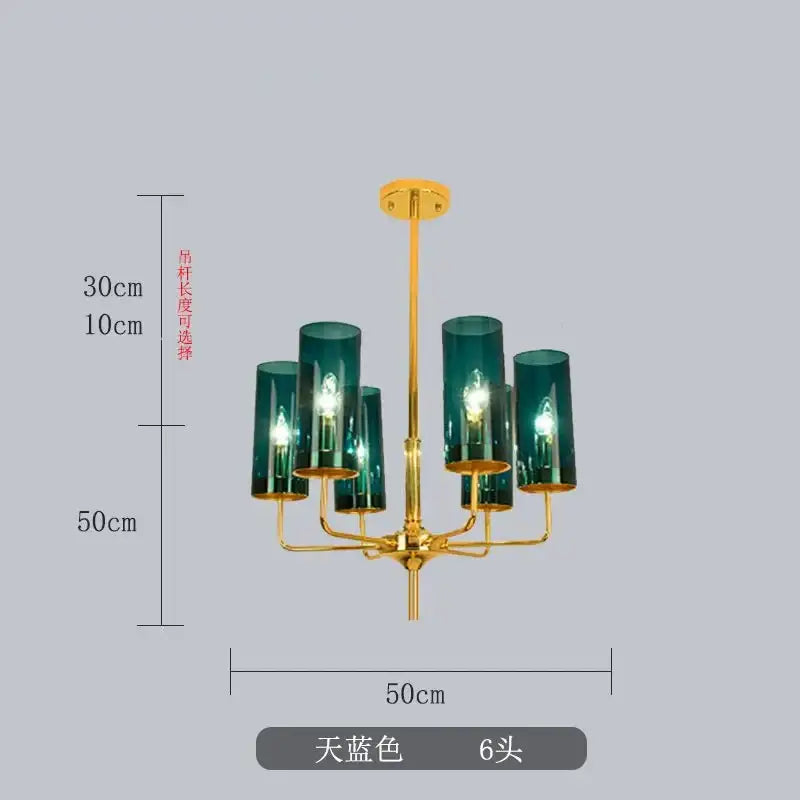 Decorbites glass chandelier blue and gold luxury dining room light