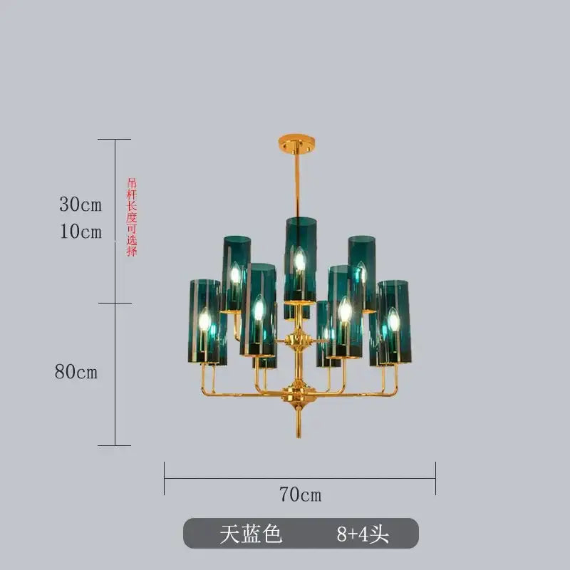 Decorbites glass chandelier blue and gold luxury dining room light