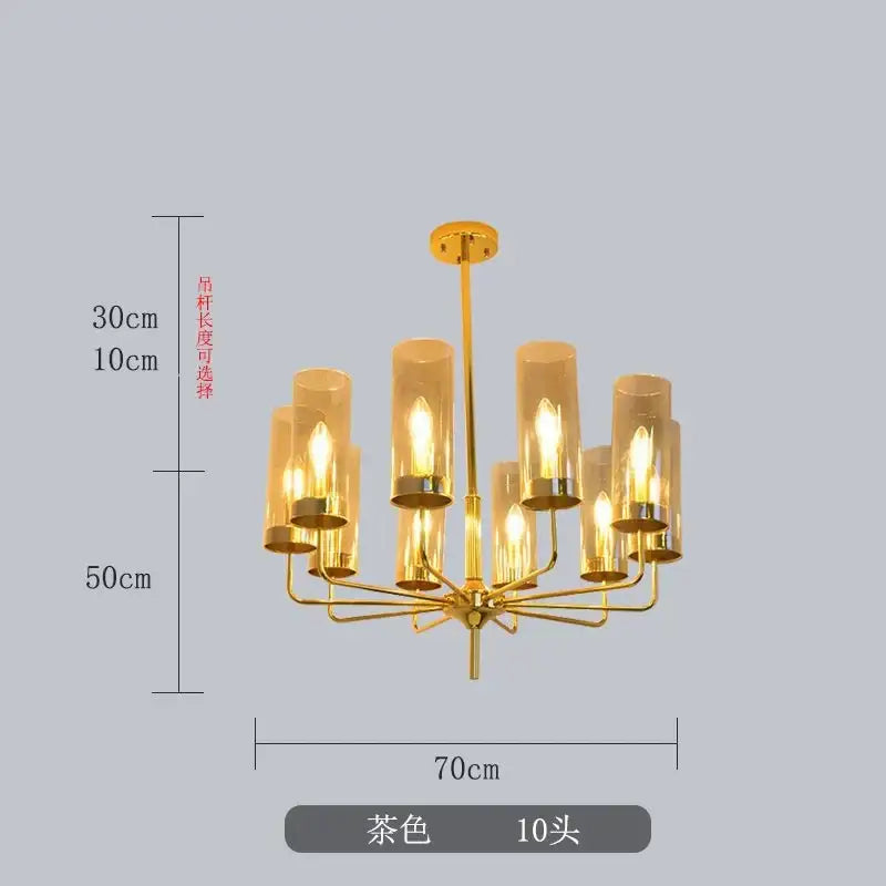 Decorbites glass chandelier blue and gold luxury dining room light