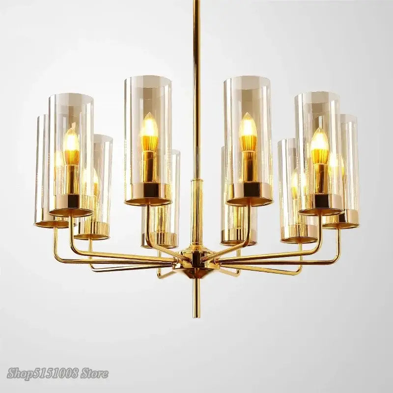 Decorbites glass chandelier blue and gold luxury dining room light