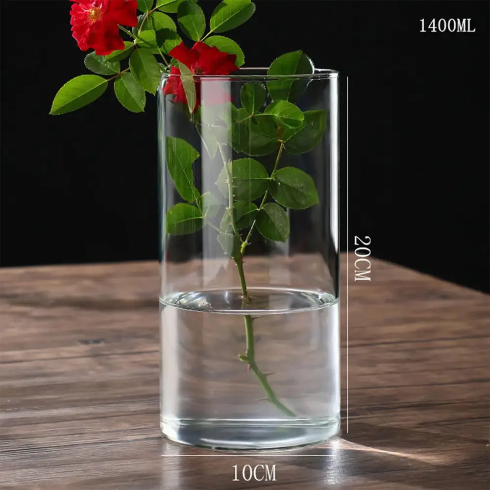 Modern ribbed clear glass flower vase desktop living room planter