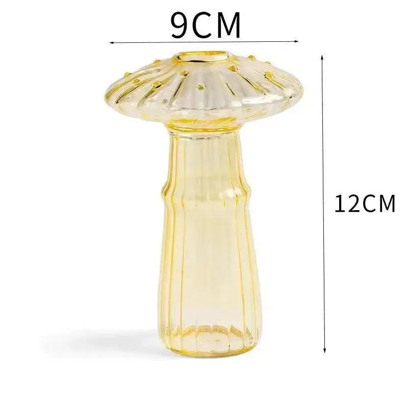 Colorful glass mushroom hydroponic planter set for garden and home