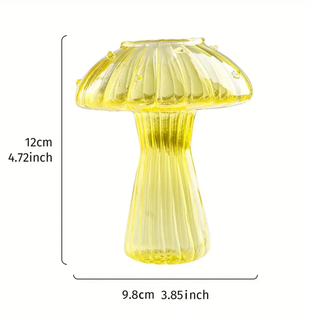 Colorful glass mushroom hydroponic planter set for garden and home