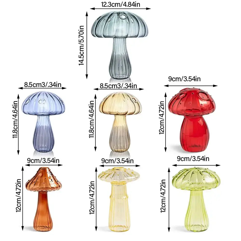Colorful translucent glass mushroom shaped vase set living room decor
