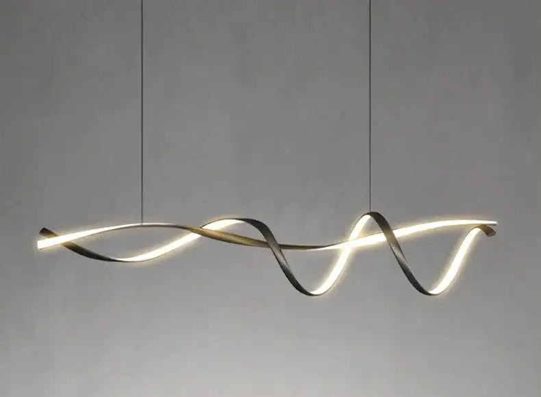 Modern black & gold wave led glass pendant light dining room