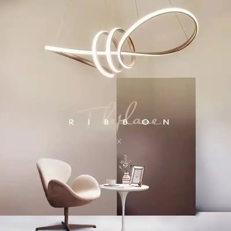Modern black & gold wave led glass pendant light dining room