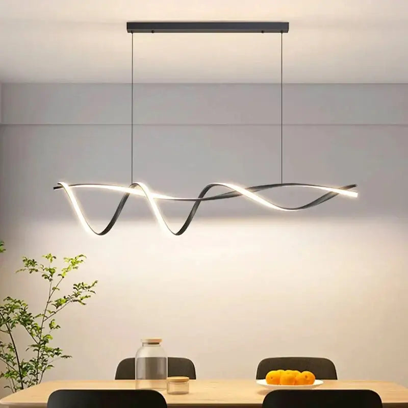 Modern black & gold wave led glass pendant light dining room