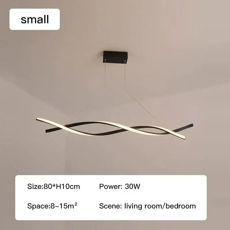 Modern black & gold wave led glass pendant light dining room