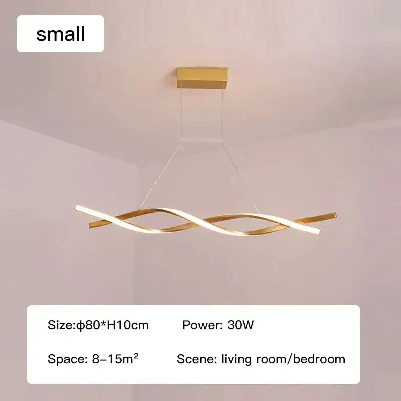 Modern black & gold wave led glass pendant light dining room