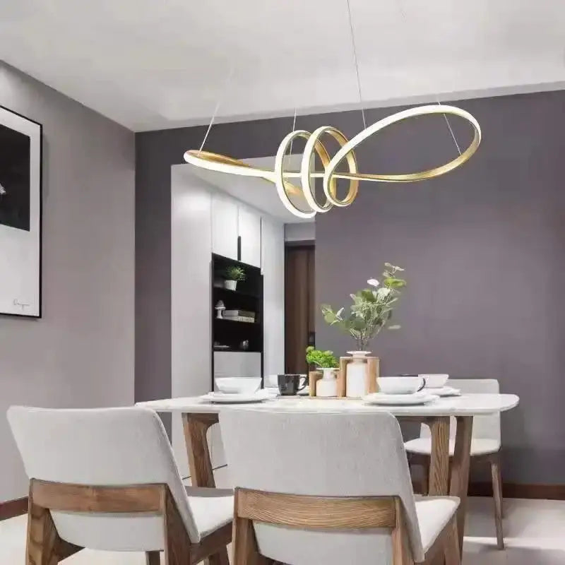 Modern black & gold wave led glass pendant light dining room