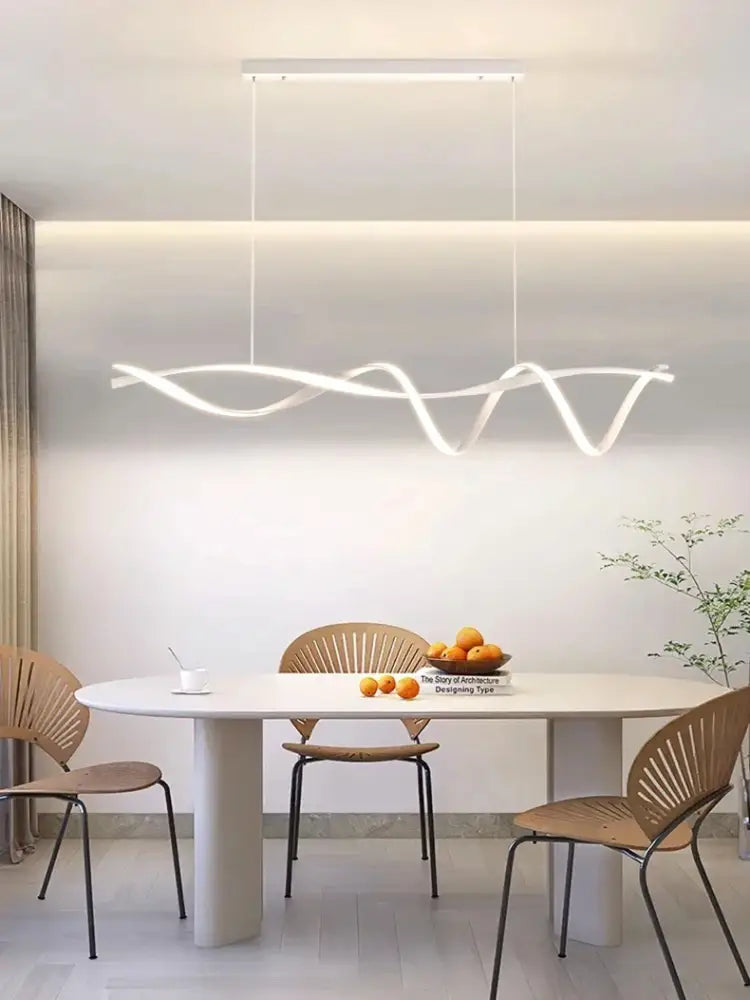 Modern black & gold wave led glass pendant light dining room
