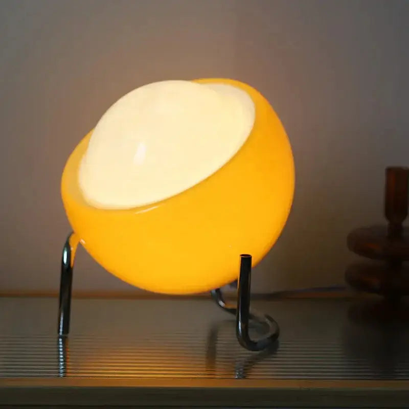 Bauhaus orange glass table lamp bedroom chrome stand