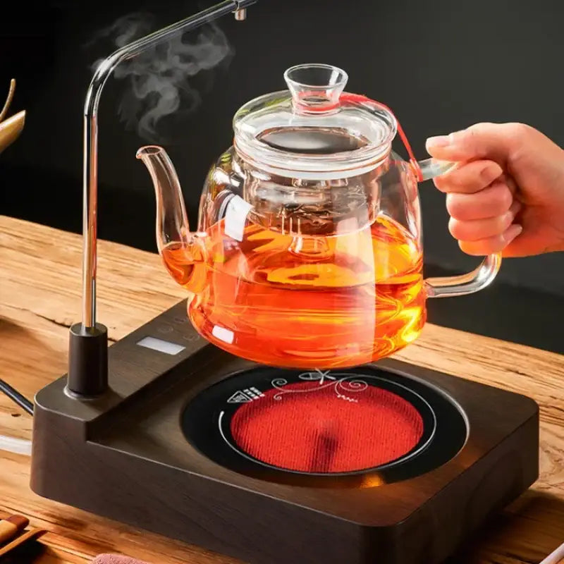 Modern clear glass tea pot set kitchen filterable kettle