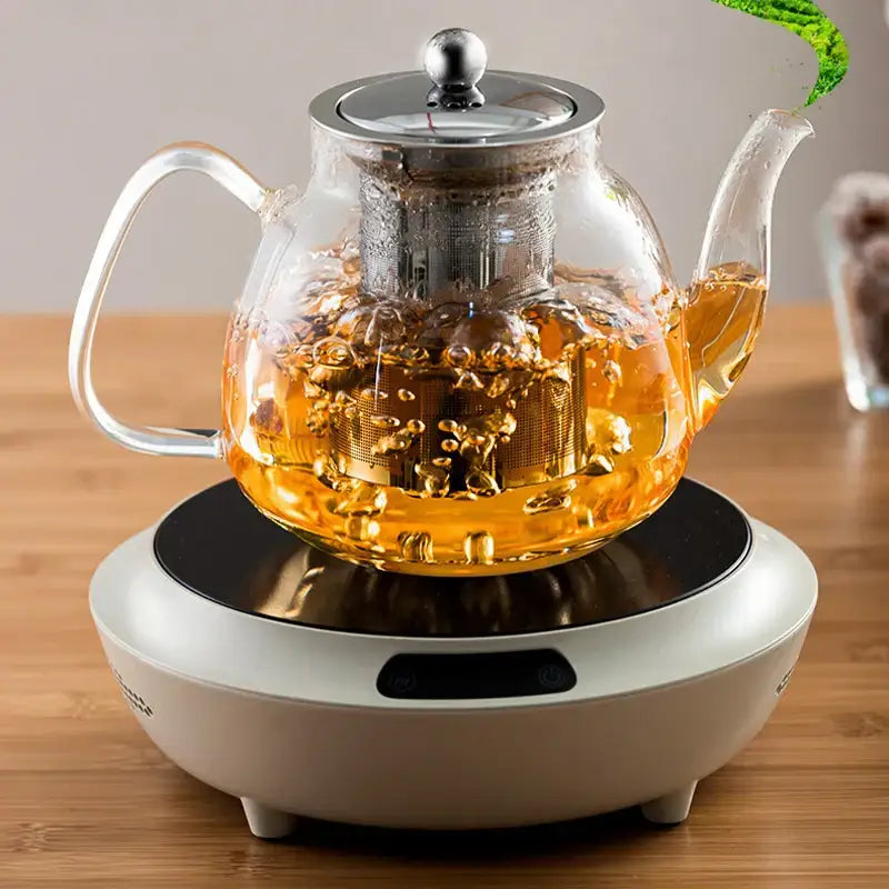 Modern glass tea pot with stainless steel filter kitchen steeper