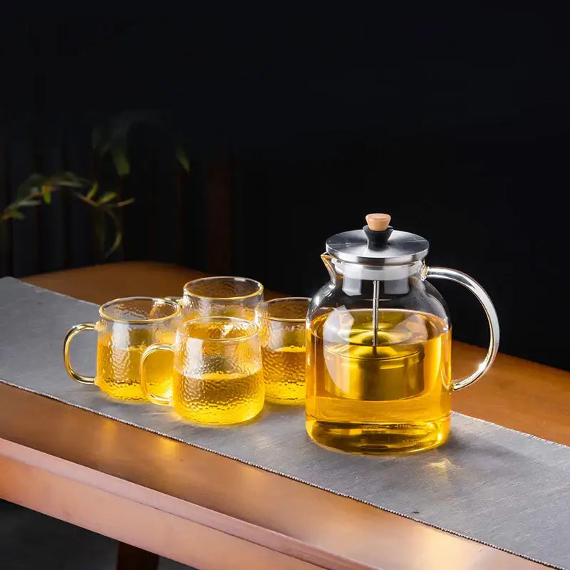 Kung fu style glass tea set with wooden knob dining room teaware