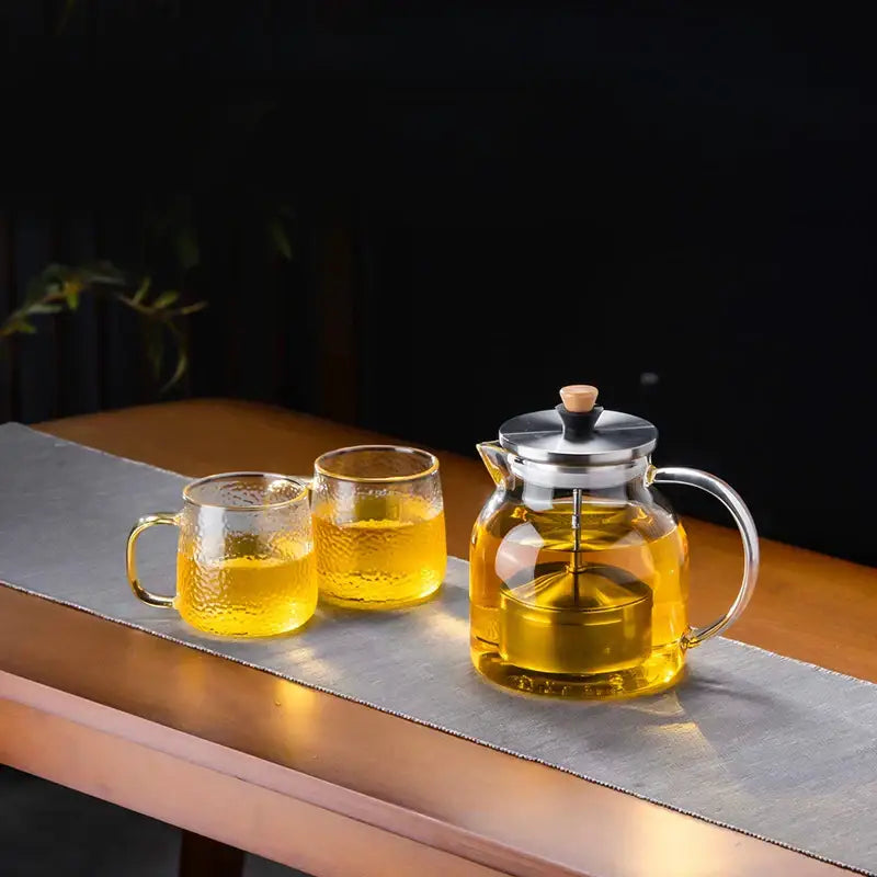 Kung fu style glass tea set with wooden knob dining room teaware