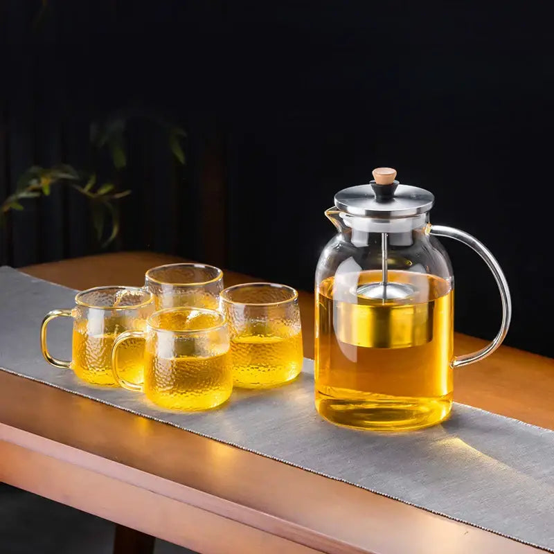 Kung fu style glass tea set with wooden knob dining room teaware