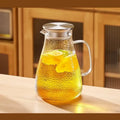 Hammered glass tea set with silver lid jug and cups for dining room