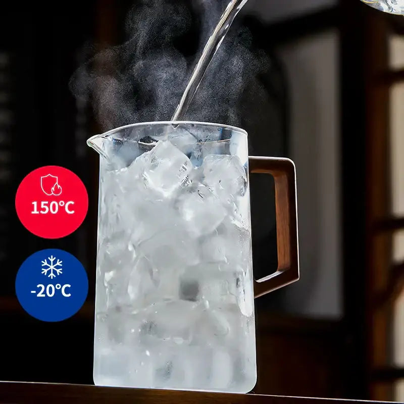 Modern glass teapot filter kettle with wood handle kitchen tea maker