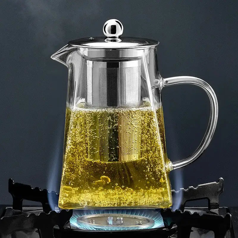 Thermostable clear glass kungfu tea set with filter for office dining