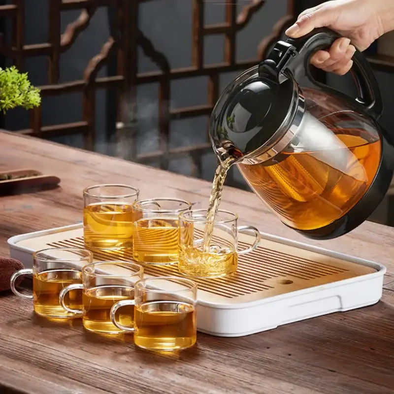 Large capacity glass teapot with infuser for kitchen and dining room