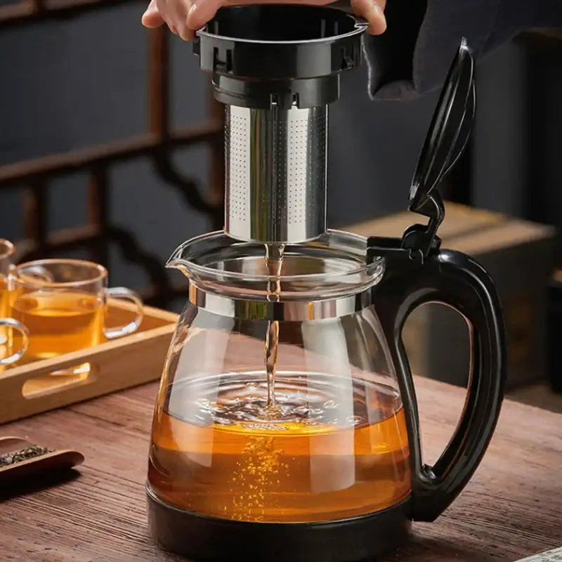 Large capacity glass teapot with infuser for kitchen and dining room
