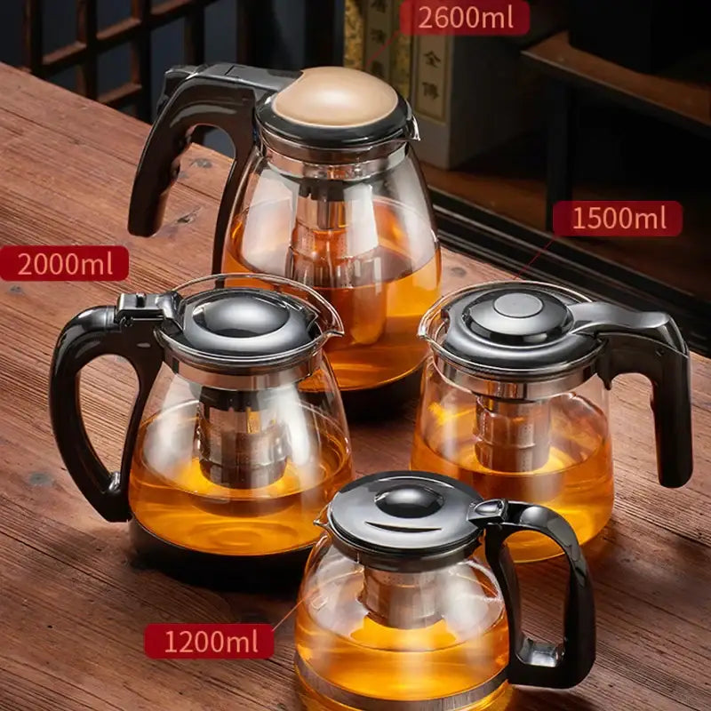 Large capacity glass teapot with infuser for kitchen and dining room