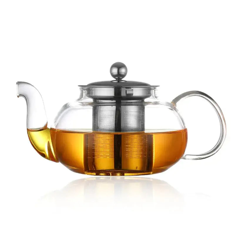 Modern heat resistant glass teapot set with infuser for kitchen tea