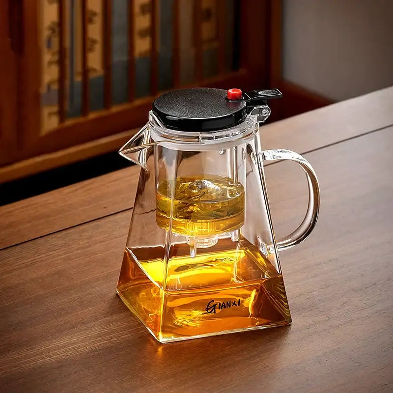 Modern clear glass teapot with infuser – kitchen tea maker