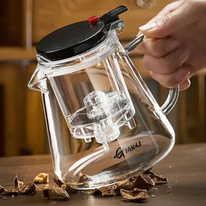 Modern clear glass teapot with infuser – kitchen tea maker