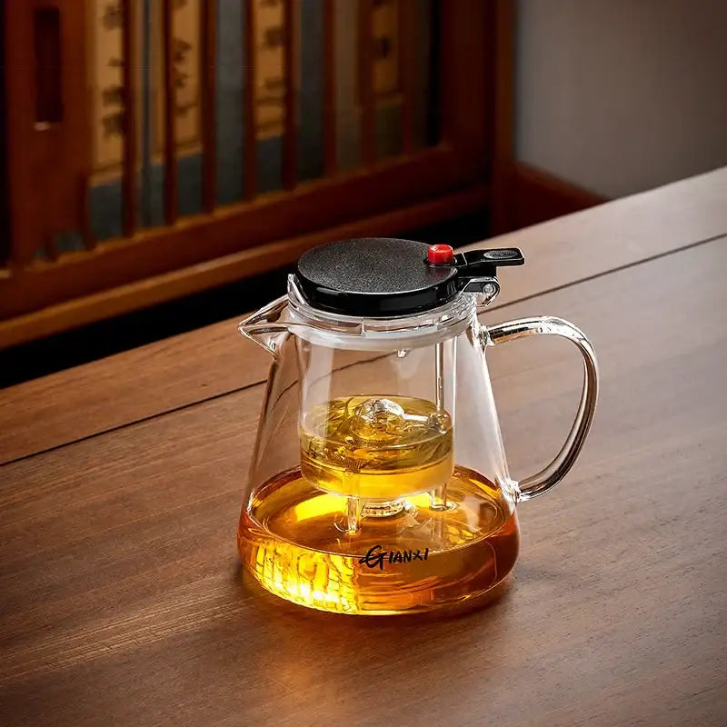 Modern clear glass teapot with infuser – kitchen tea maker
