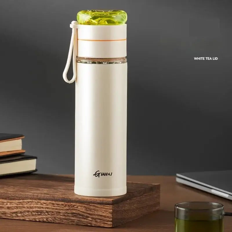 Modern white decorbites glass thermos tea separation bottle office cup