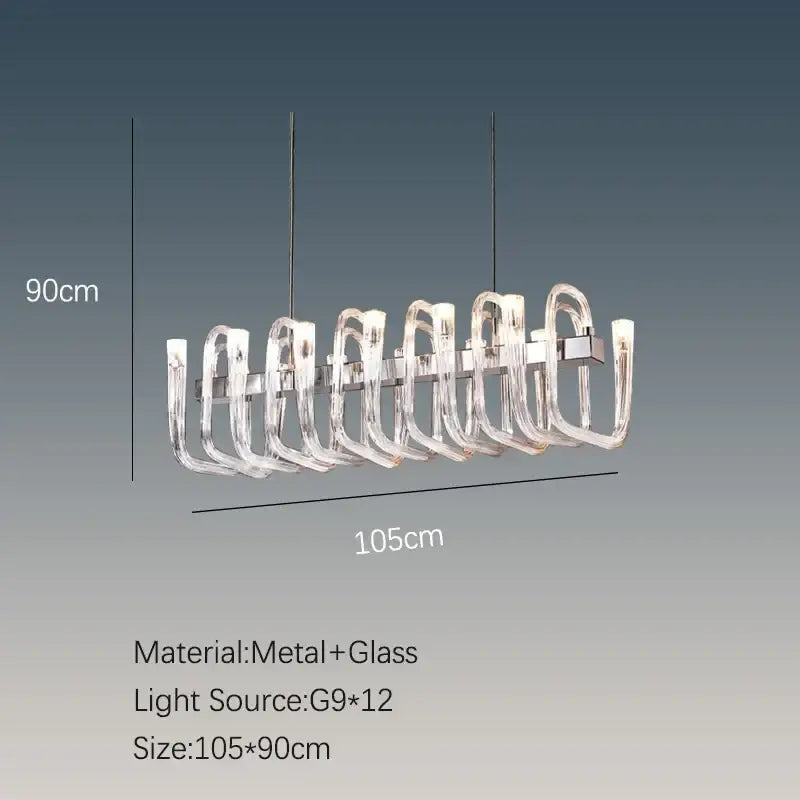Modern chrome glass tube chandelier dining room acrylic arms