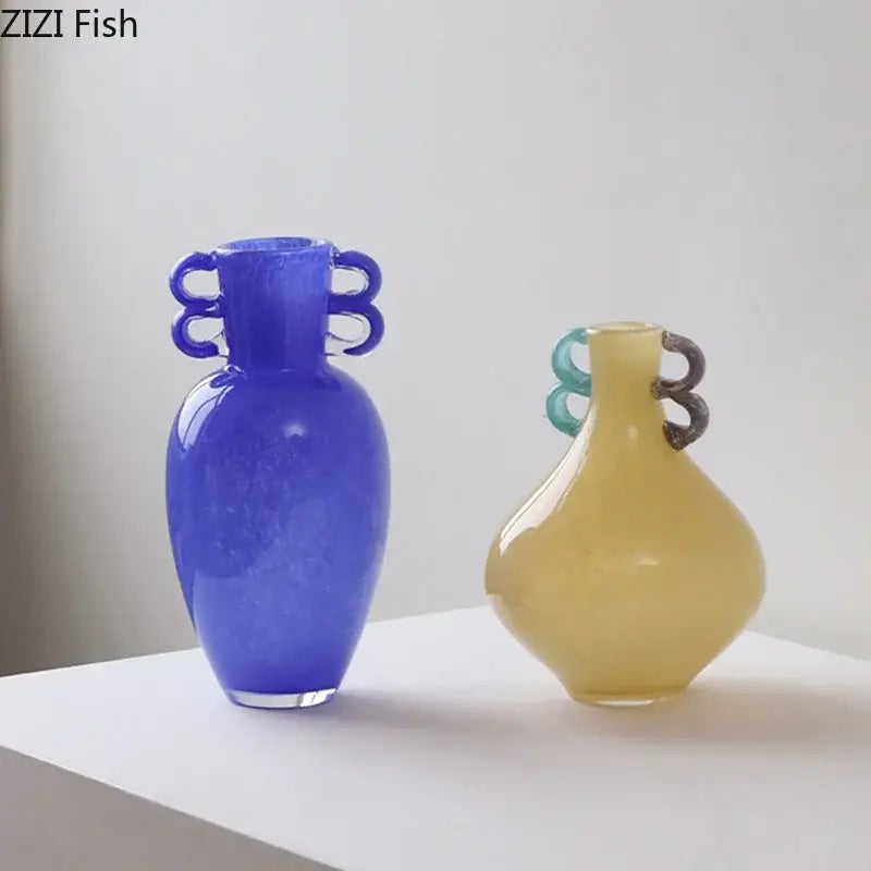 Modern colorful glossy glass vase living room desk decor