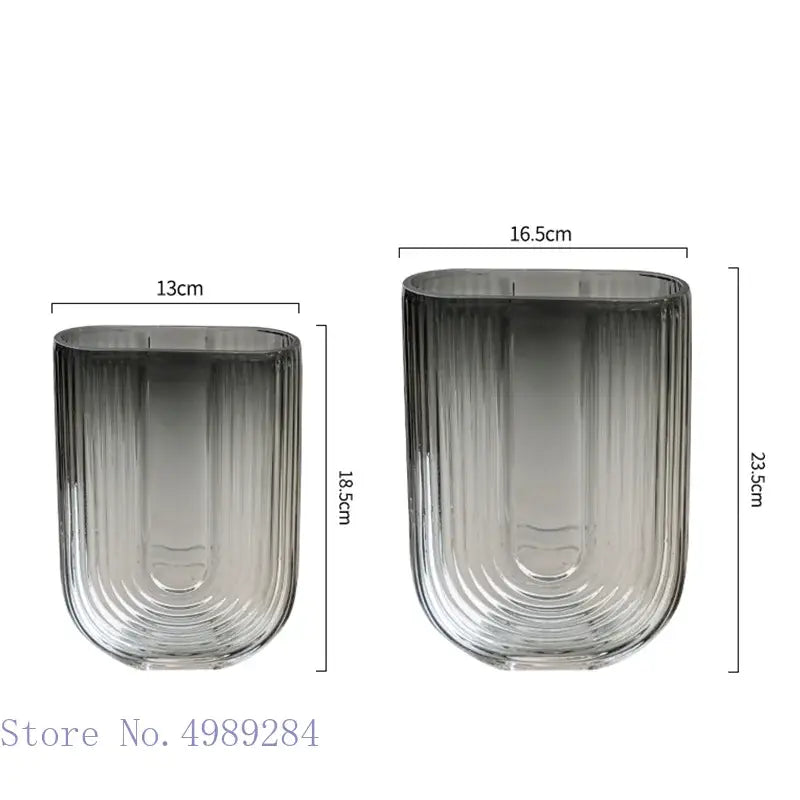 Modern ribbed gray glass vase living room flower arrangement decor