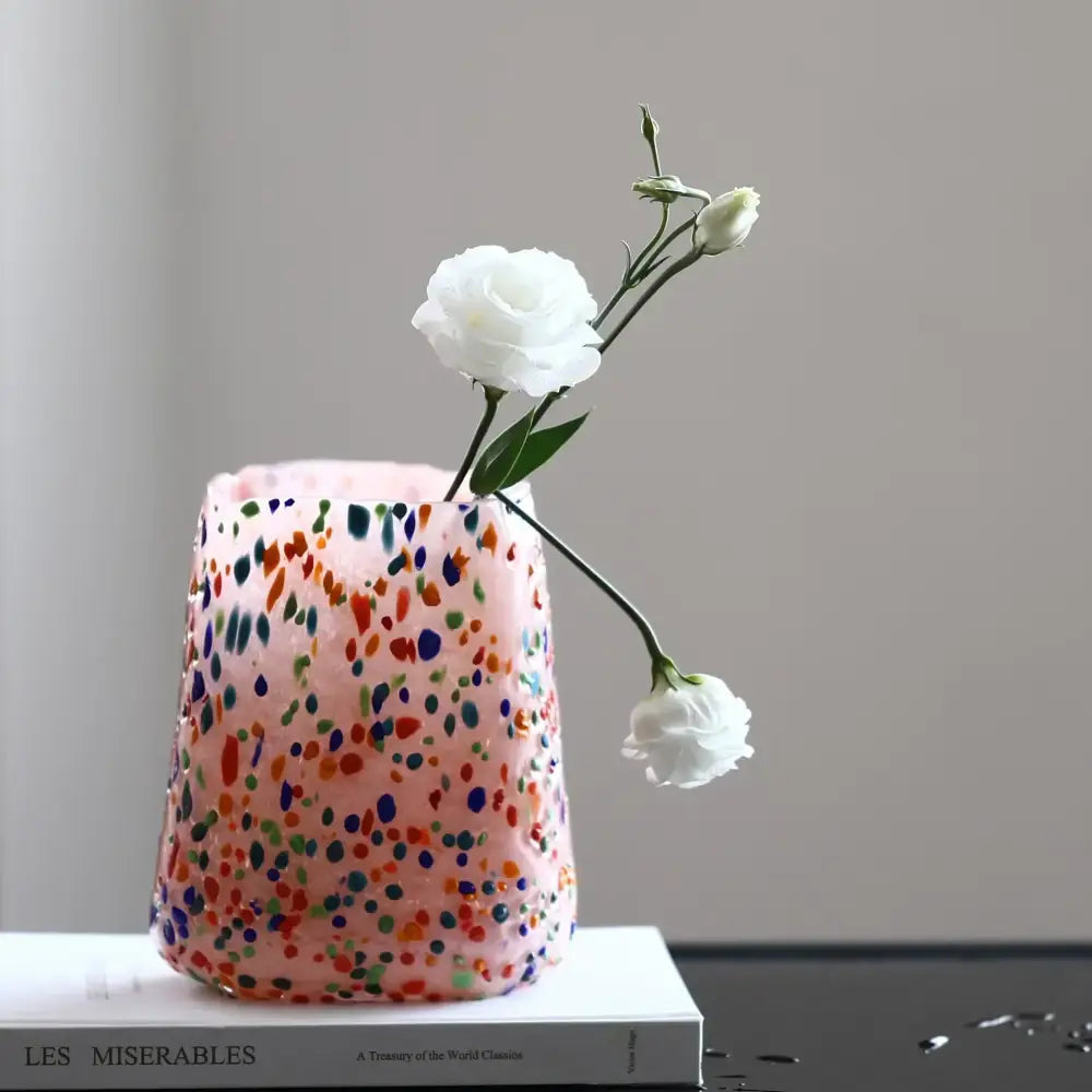 Colorful speckled glass vase living room hydroponic planter