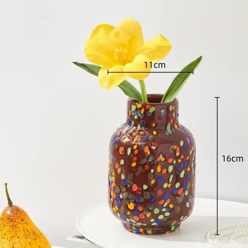 Colorful speckled glass vase living room hydroponic planter