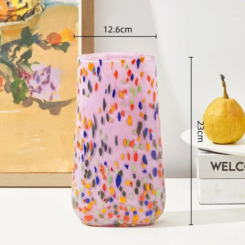 Colorful speckled glass vase living room hydroponic planter