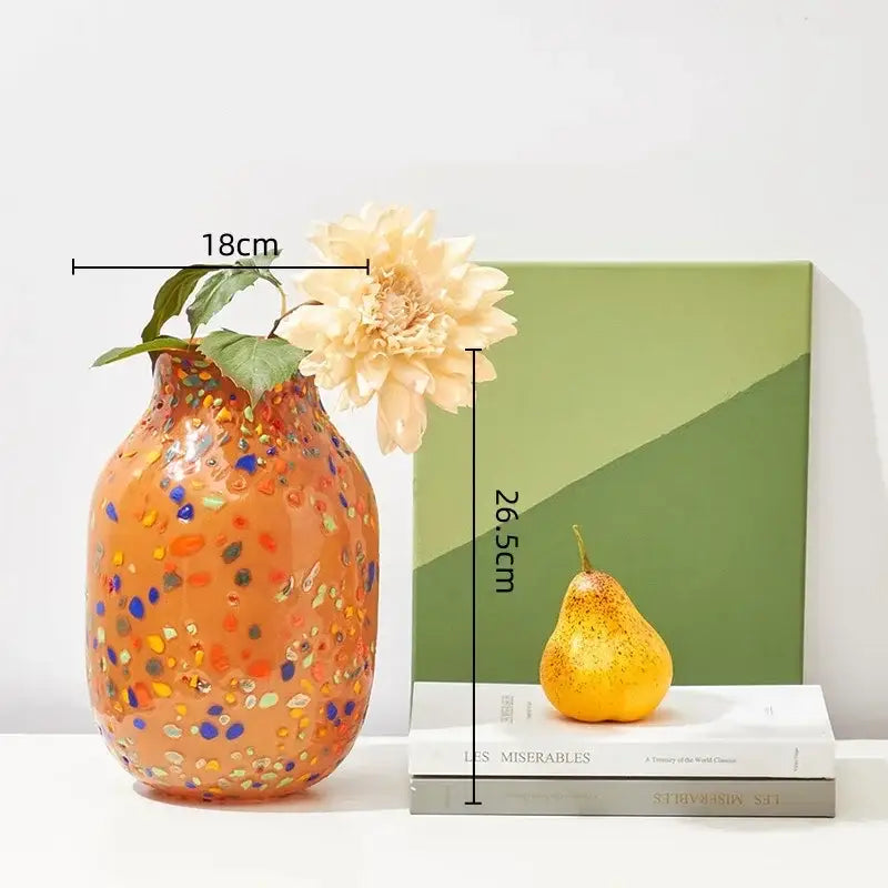 Colorful speckled glass vase living room hydroponic planter
