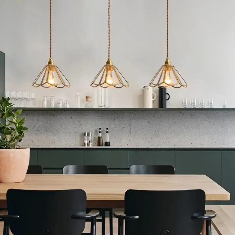 Vintage amber & teal glass pendant lights kitchen chandelier