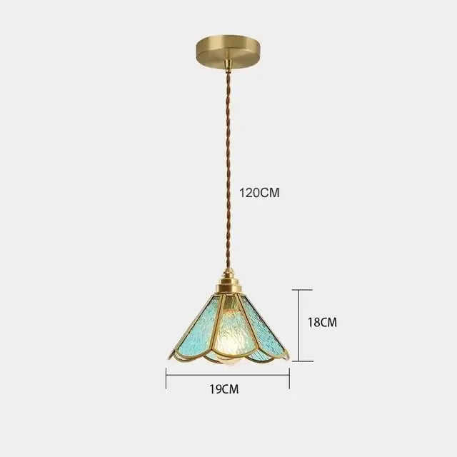 Vintage amber & teal glass pendant lights kitchen chandelier