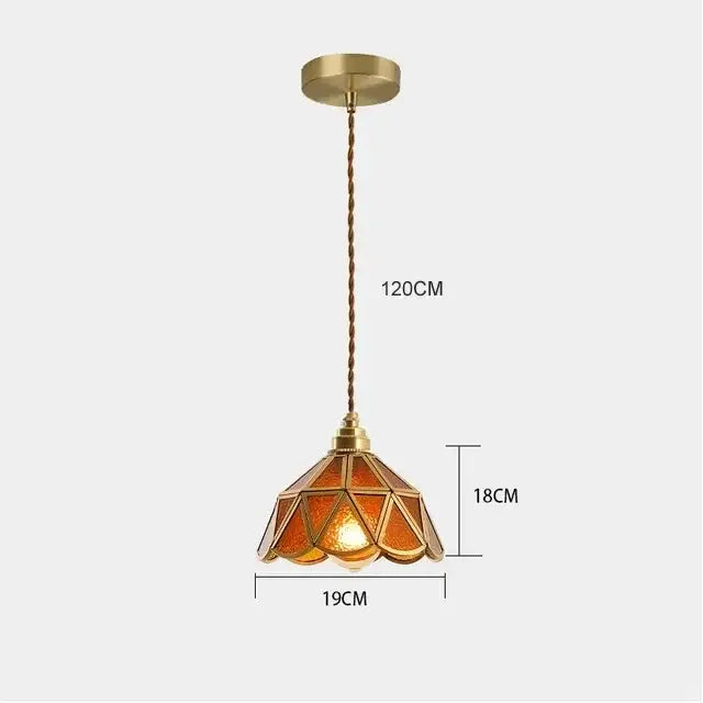 Vintage amber & teal glass pendant lights kitchen chandelier
