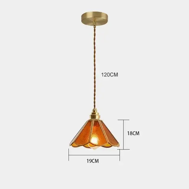 Vintage amber & teal glass pendant lights kitchen chandelier
