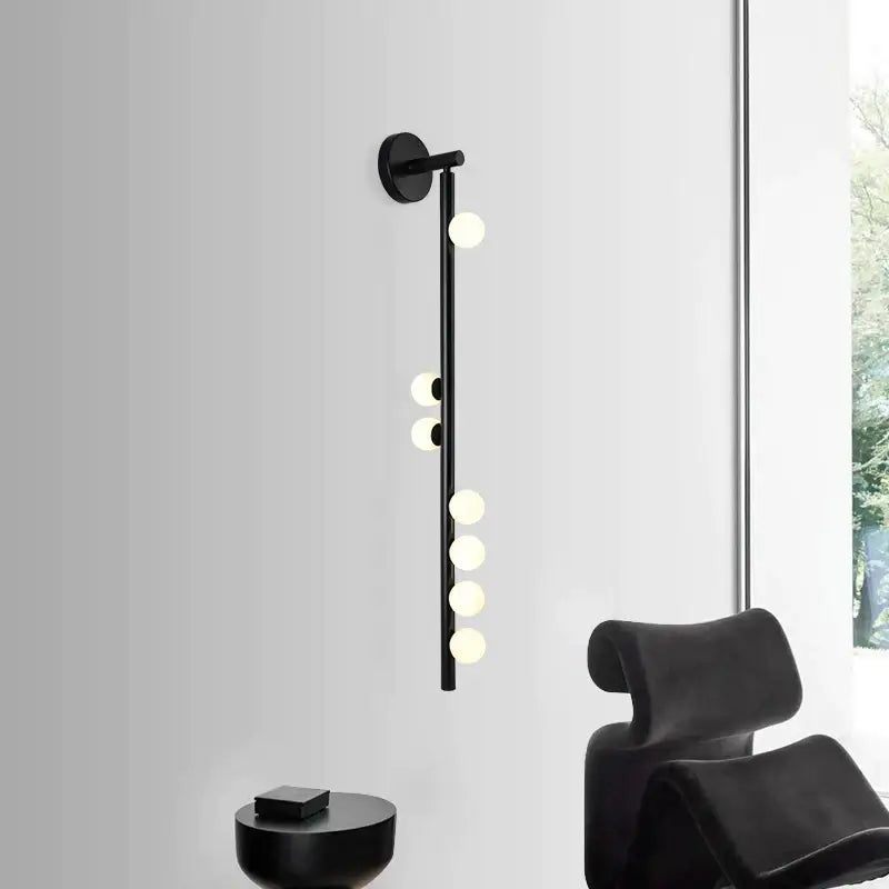 Modern black glass wall lamp living room spherical sconce