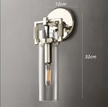 Industrial gold glass wall lamp for bedroom with exposed bulb