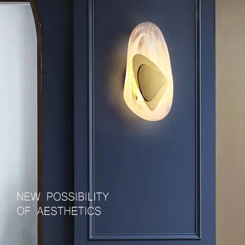 Minimalist marbled glass wall lamp for bedroom led sconce